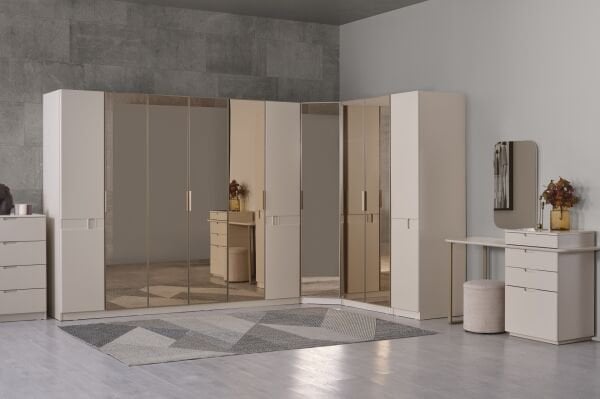 Lizbon Köşe Modüllü Yatak Odası (Baza Hediyeli)