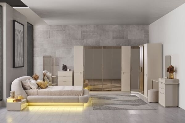 Lizbon Köşe Modüllü Yatak Odası (Baza Hediyeli)