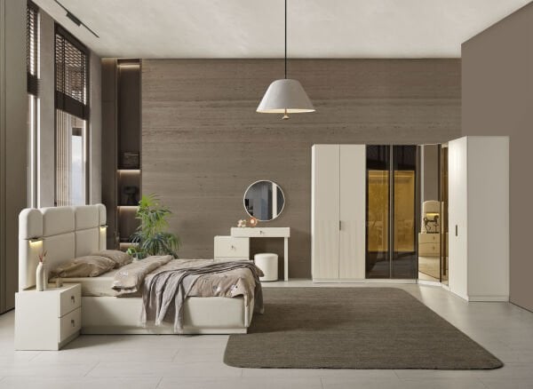 Roza Köşe Dolaplı Yatak Odası