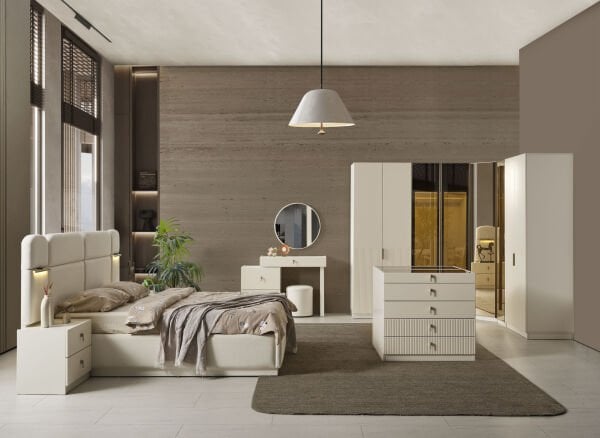 Roza Köşe Dolaplı Yatak Odası