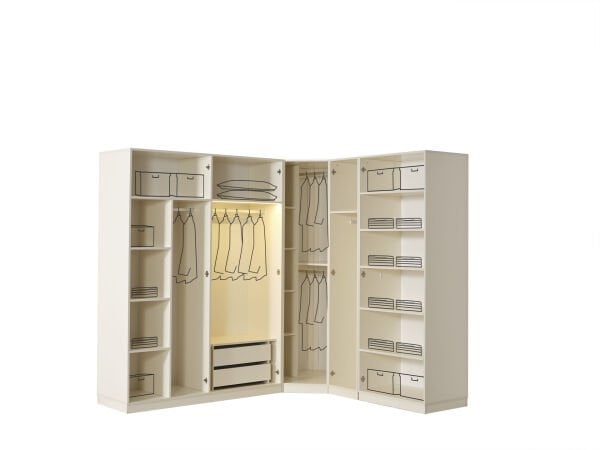 Roza Köşe Dolaplı Yatak Odası